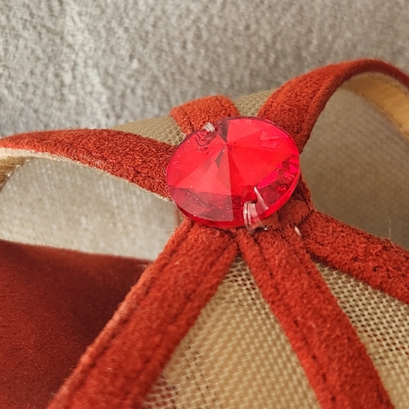 Charlotte Olympia heeled sandals 8.5 scarlet red suede Isadora mesh Made Italy - Picture 8 of 13